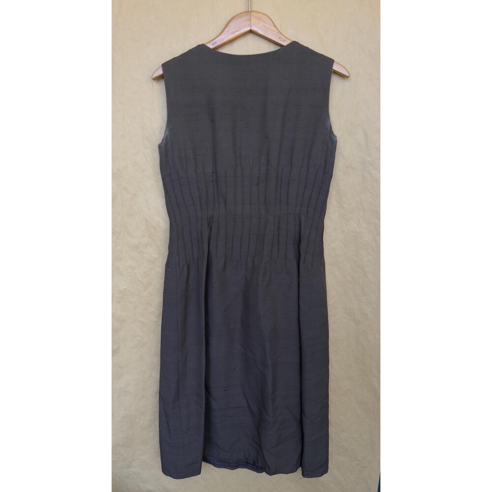 Vintage 1970s Givenchy Nouvelle Boutique Dress | Brown Raw Silk Sleeveless Midi - Picture 5 of 8